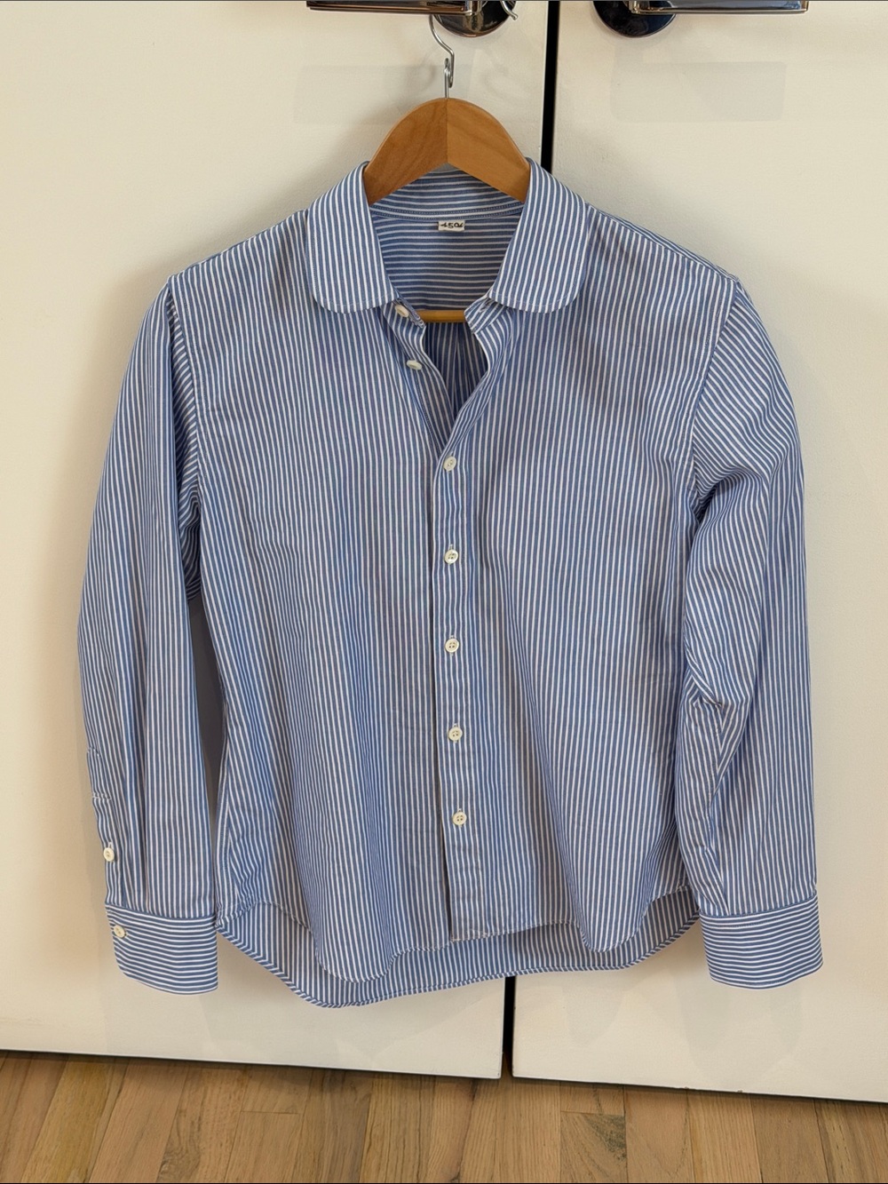 45Rpm women’s  Blue and White Striped Button-Up Shirt
